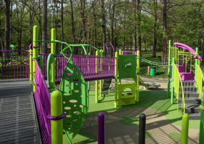 Green and purple playground at Mohawk Park in Brantford