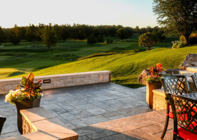 HGCC patio access to golf course at sunset