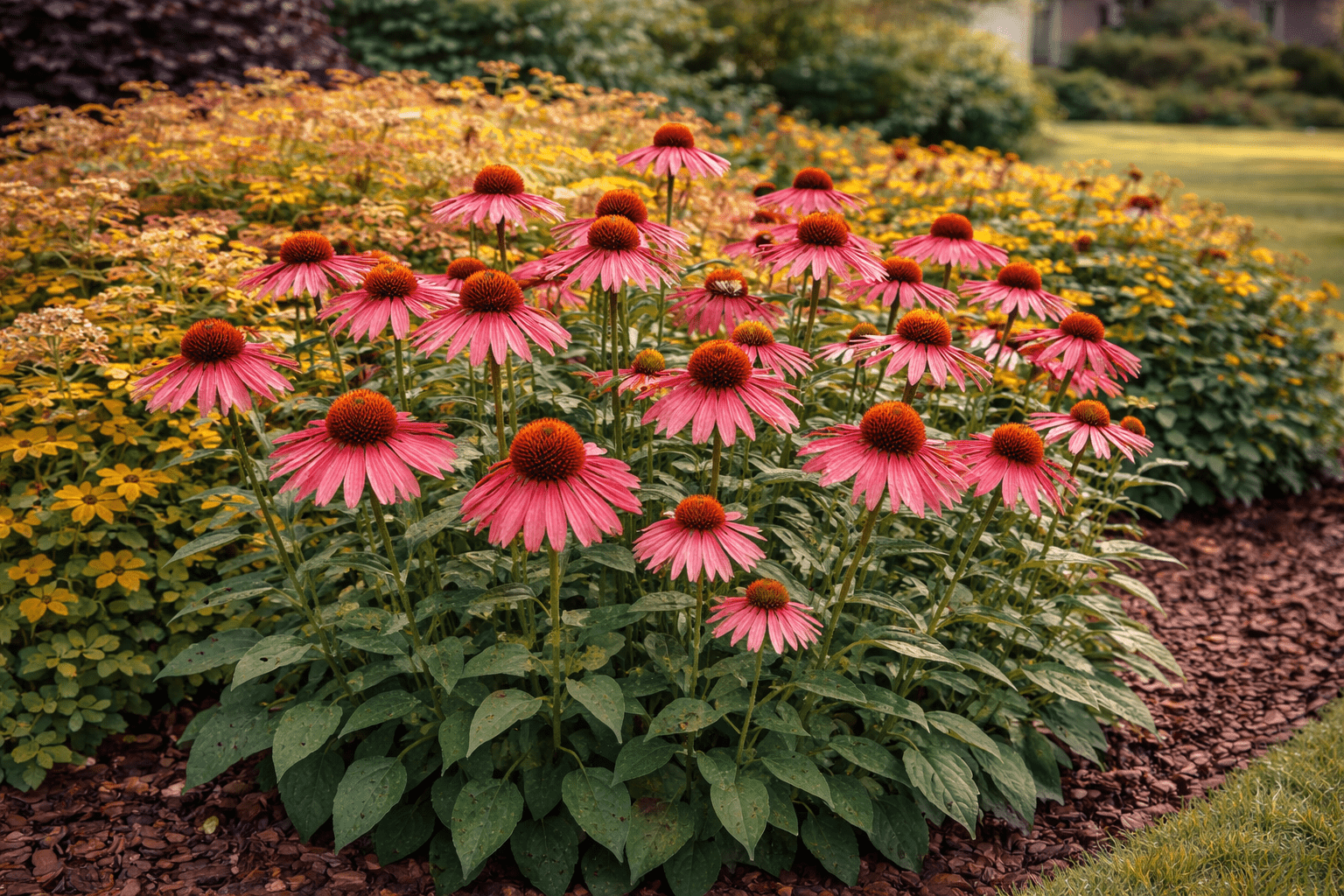 A strong summer bloomer that attracts bees and butterflies while providing vertical interest.